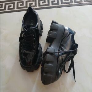 Prada Black Leather Slip-In Loafers with Logo Insole